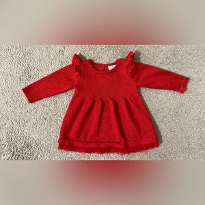 Cat & Jack baby red sparkly sweater with Tolli trim on hem 3 to 6 months
